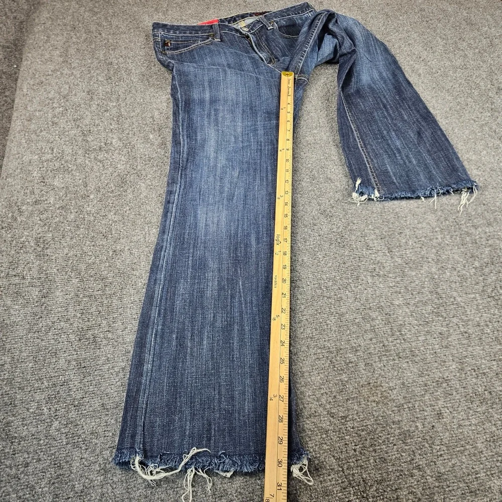 AG Adriano Goldschmied The Elite Flare Jeans Dark Wash Raw Hem 31R Made in USA